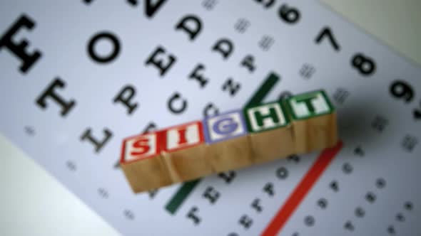 Blocks Spelling Out Sight Falling On Eye Test