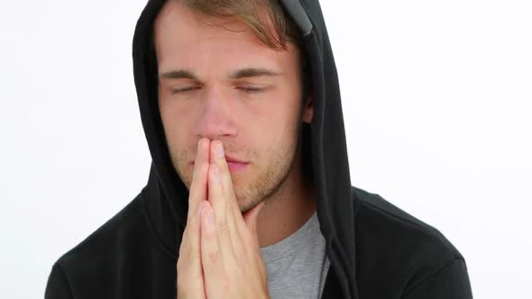 Desperate Young Man Praying