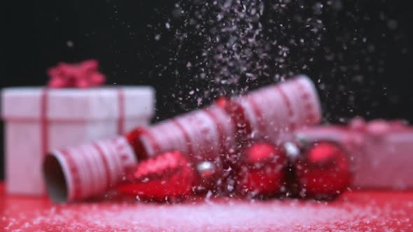 Glitter Falling In Front Of Christmas Tableau alt