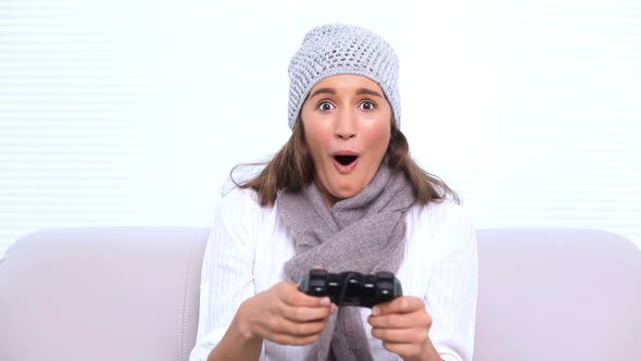 Brunette Playing Video Games