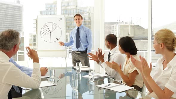 Business People Applauding Their Colleague After Presentation alt