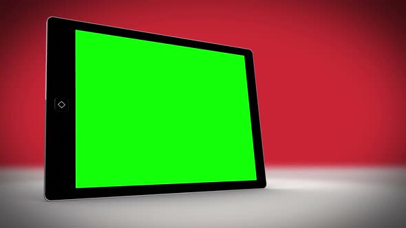 Tablet With Green Screen On Changing Background