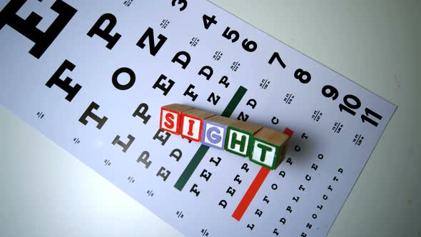 Colorful Blocks Spelling Out Sight Falling On Eye Test