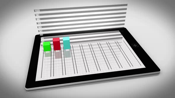 Colourful 3d Bar Chart On Tablet Pc alt