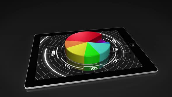 Colourful 3d Pie Chart On Tablet Pc 2