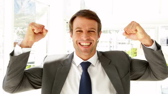 Happy Businessman Cheering