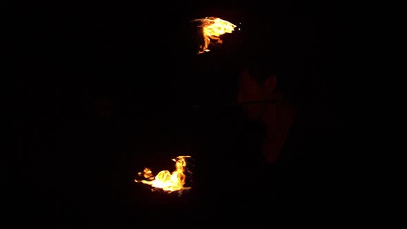 Fire Dancer Spinning Fire In The Dark