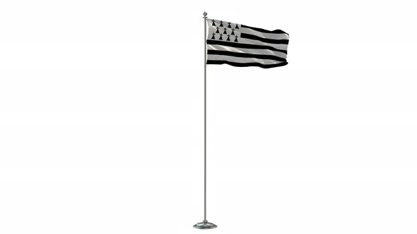 Brittany 3D Illustration Of The Waving flag On Long  Pole With Alpha