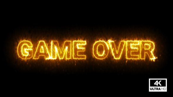 Game Over Flaming Text Overlay 4K