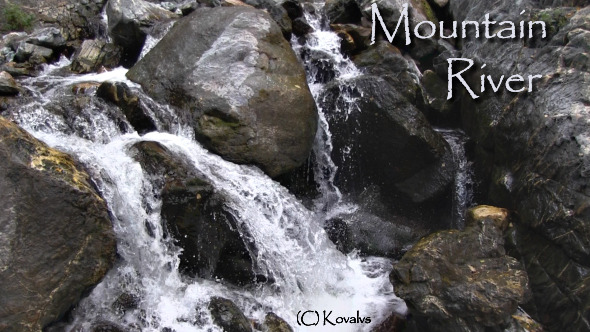 Mountain river. Waterfall