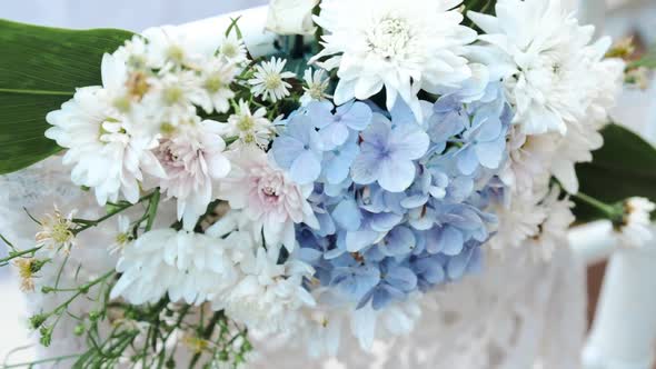 Fresh flowers for wedding chair decorative