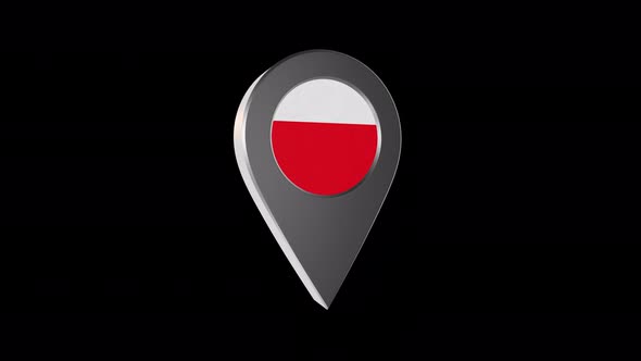 3d Animation Map Navigation Pointer With Flag Of Lousanne (Switzerland) With Alpha Channel - 4K