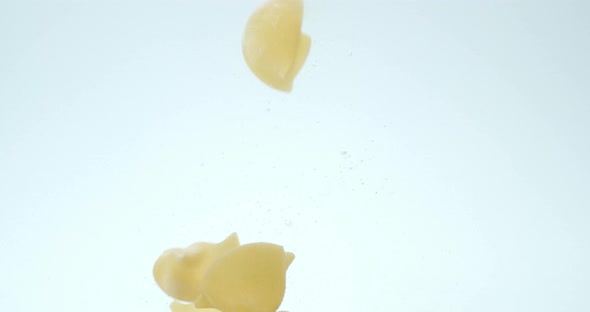 Pasta Dry Rigate Falls Under Water. 