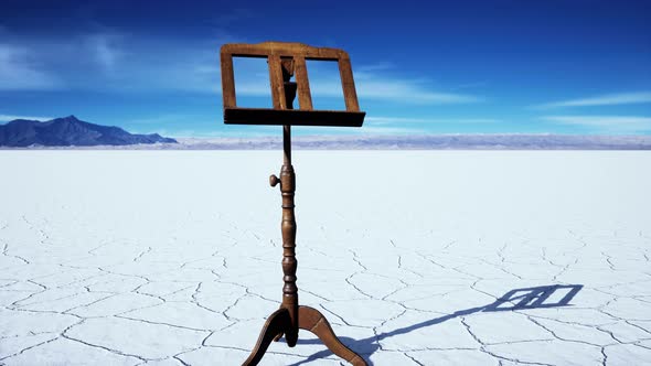 an Old Music Stand is on White Salt Desert