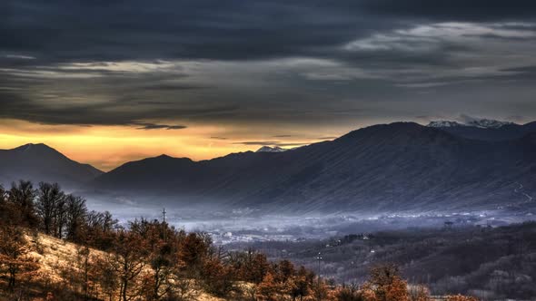 Countryside sunrise. HDR Timelapse