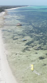 Tanzania  Vertical Video of the Ocean Near the Coast of Zanzibar Slow Motion