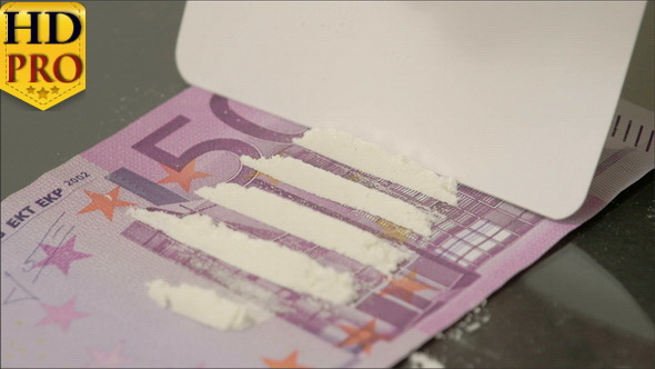 The White Powder Lined on the Top of a 500 Euro  