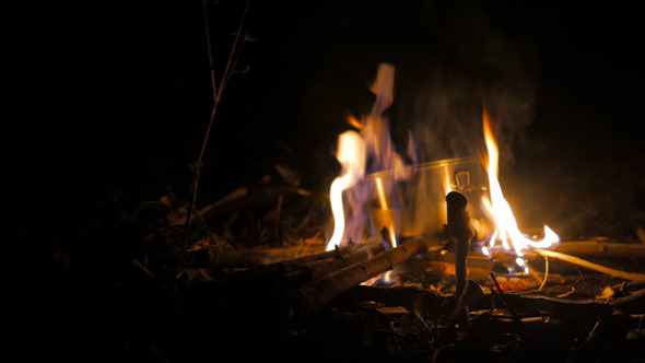 Camper Cooking a Food