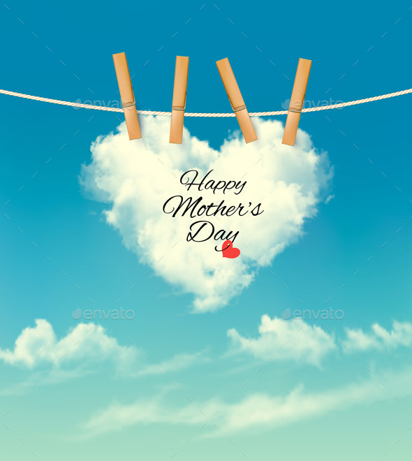 Holiday Mother Day Background With Cloud On Rope
