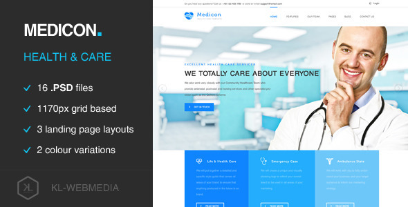 Medicon - Health Care PSD Template