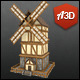 Low Poly Cartoon Windmill Farm - 3DOcean Item for Sale