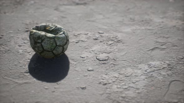 Old Soccer Ball the Cement Floor alt