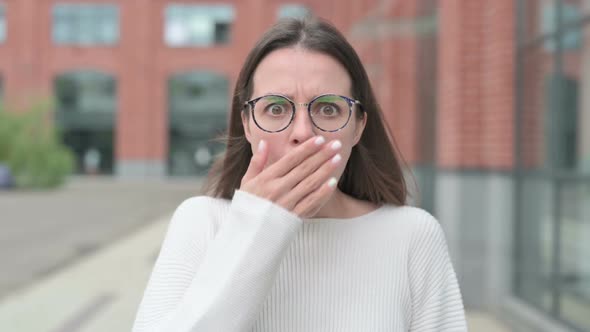 Excited Young Woman Reacting to Loss, Outdoor