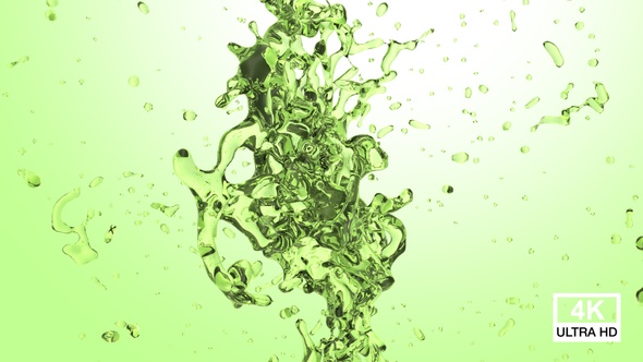 Green Water Ball Splash Collision 4K alt
