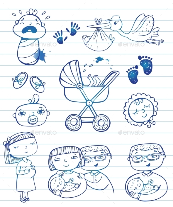 Infant  Doodle Icon Set