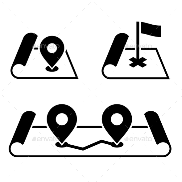 Navigation Pin On Map Icons Set. Vector