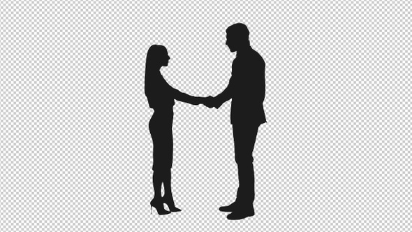 Funny Greetings Between Two Business Colleagues in Silhouettes  alt