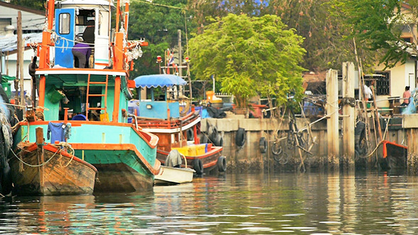  Fishing Boat Mooring in a Fishing Village 02