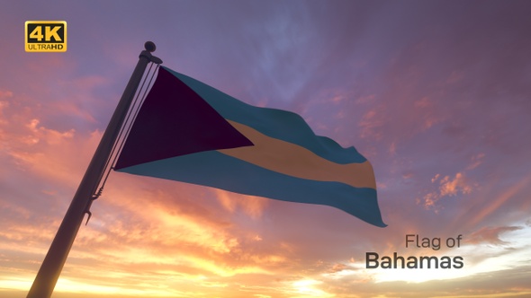 Bahamas Flag on a Flagpole V3 - 4K