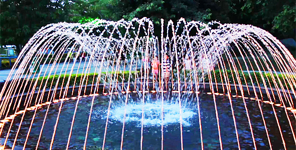 Happy Children and Fountain