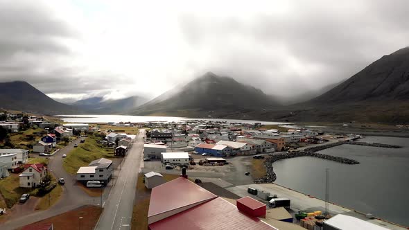 Beautiful Aerial View of Olafsfjordur Landscape in Summer Season Iceland