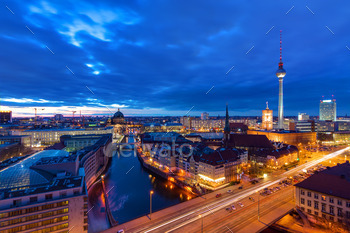 levision tower after sunset