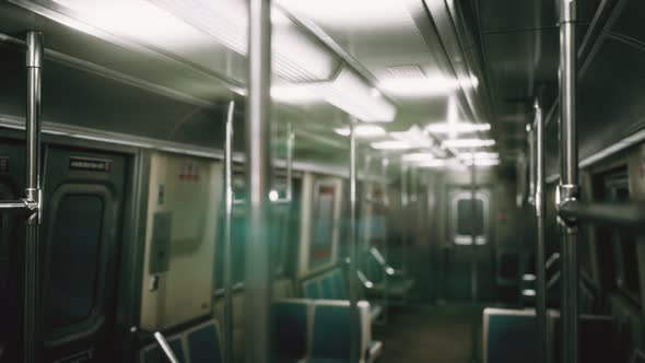 Subway Car in USA Empty Because of the Coronavirus Covid-19 Epidemic