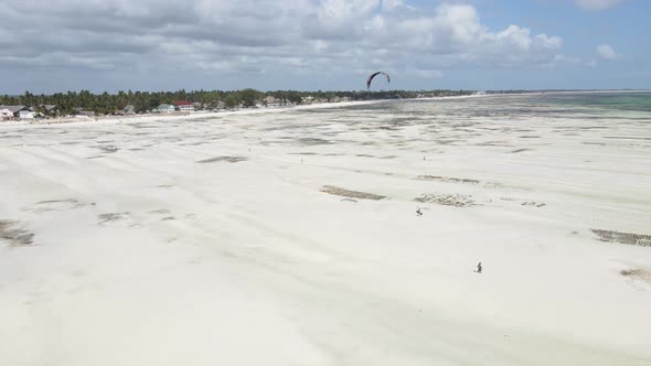 Ocean at Low Tide Near the Coast of Zanzibar Island Tanzania Slow Motion