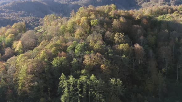 Aerial View Beautiful Natural Sunny Mountain Landscape Village Resort Landmark