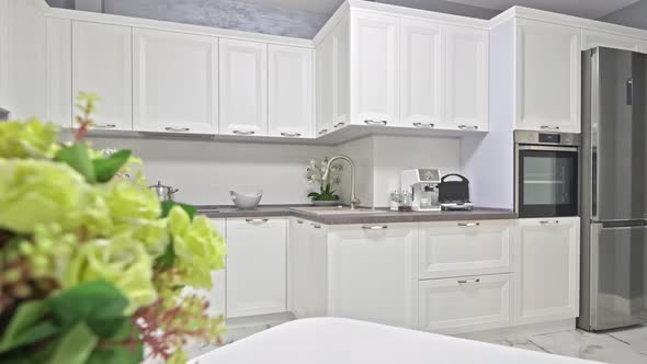 Modern White Neoclassic Kitchen Interior