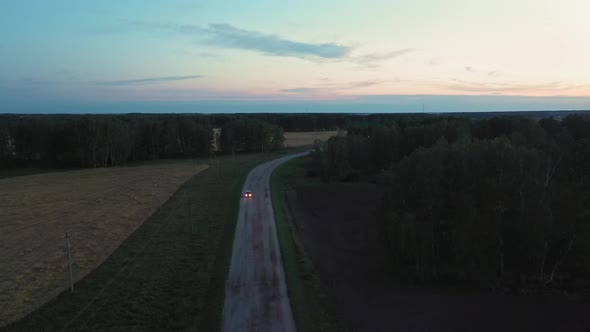 Car on the evening road