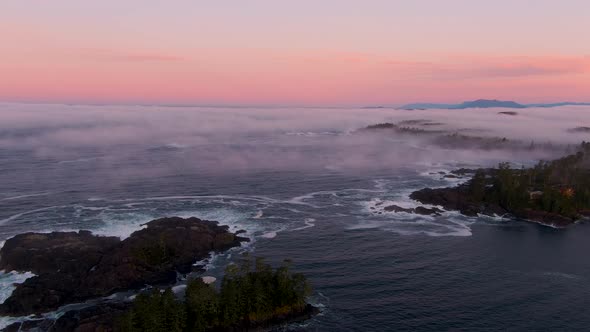 Ucluelet, Vancouver Island, British Columbia, Canada. Aerial Panoramic View of a Small Town near Tof