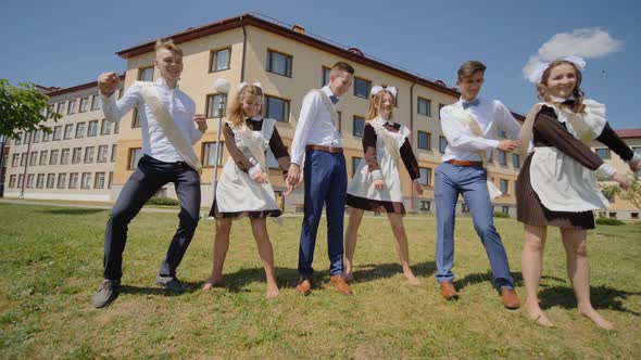 Russian Students Graduate Dancing on the Day of Graduation From School Years
