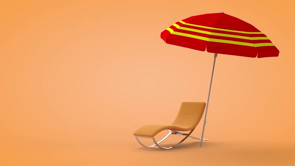 Beach Deck Chair And Umbrella 