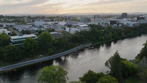 5 second hyper lapse shot moving up the Waikato river in Hamilton New Zealand. Looking back to the c