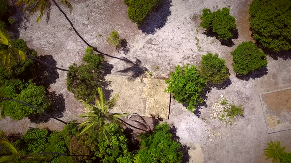 Aerial view of droner taking off in the tropics.