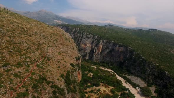 Valley with path in it in Albania