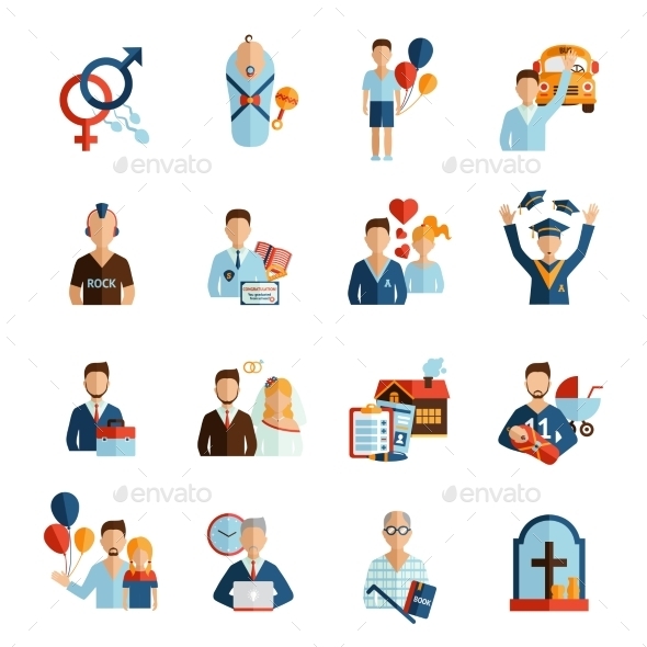 Life Stages Icons Set