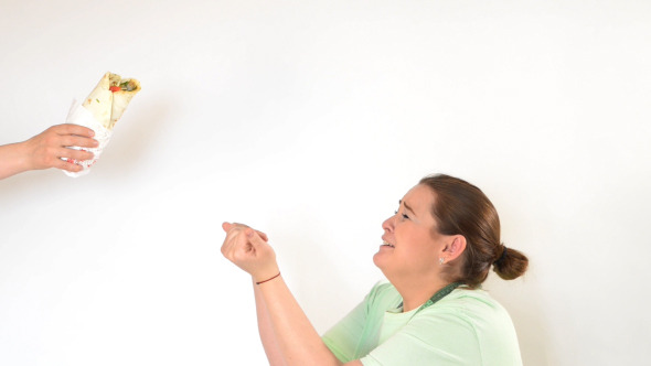 Corpulent Woman Having Addiction to Unhealthy Food