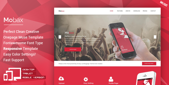 Mobax - Szablony Muse Landing Page Muse